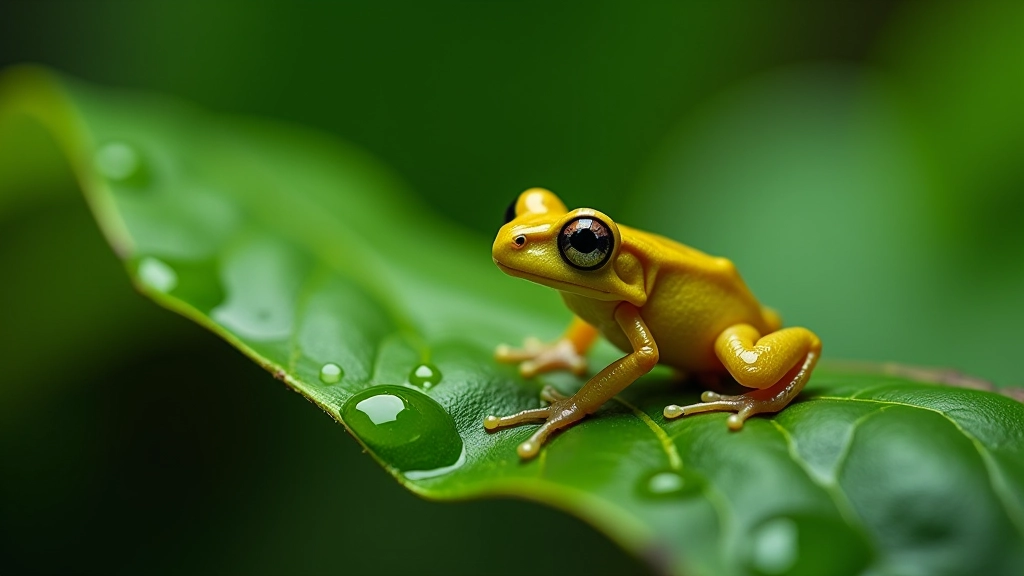 Rana coquí pequeña sobre hoja mojada en el bosque húmedo de Toro Negro